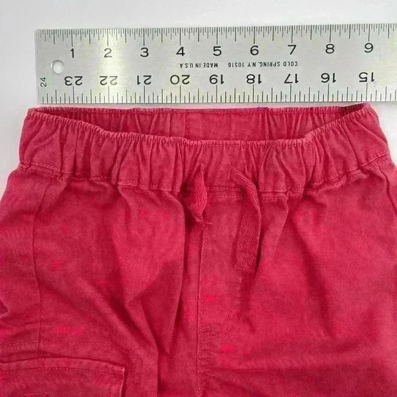 Hanna Andersson Size 110 Red Cargo Shorts Drawstring 100% Cotton Side Pocket - Picture 3 of 9
